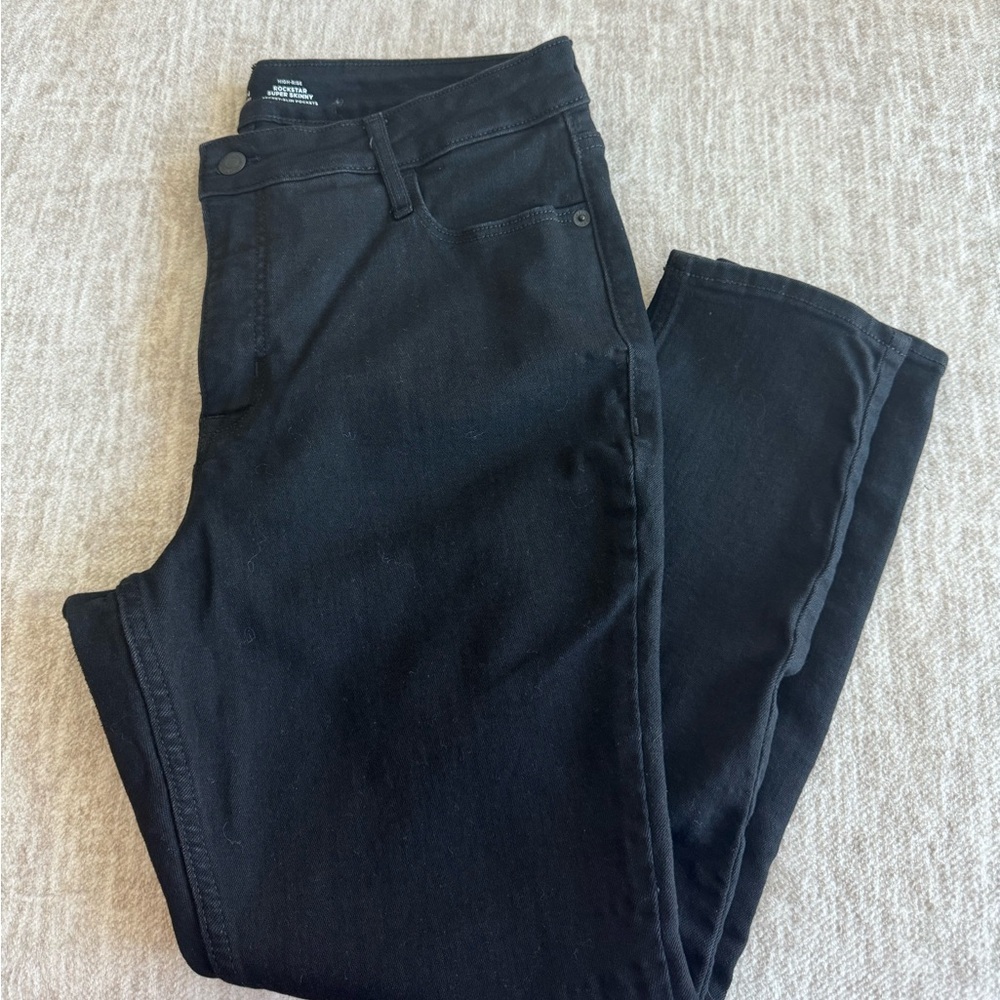 Old Navy Black High Rise Rockstar Super Skinny Jeans Size 14 Short